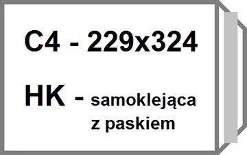 Koperta b/okienka C4 HK z paskiem (229 x 324 mm) biała 250 szt. NC Koperty