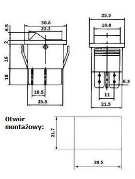 Przełącznik podświetlany 12V 6p 29B 3poz zielony