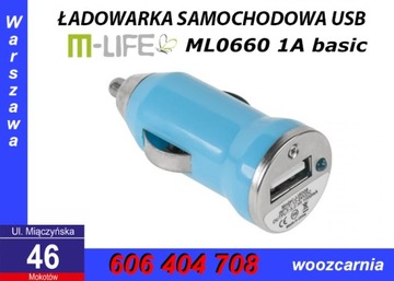 ŁADOWARKA SAMOCHODOWA USB 1A BASIC ML0660