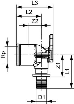 TECE НАСТЕННОЕ КОЛЕНО ИЗ ЛАТУНИ GW 20x1/2''