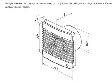 wentylator łazienkowy VENTS 100MTP czujnik ruchu