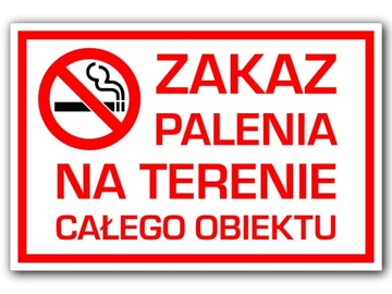 TABLICZKA ZAKAZ PALENIA NA TERENIE OBIEKTU 30x20cm