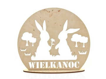 Ozdoba WIELKANOCNA ZAJĄCZKI ze sklejki 23 cm