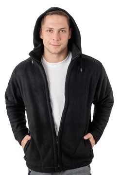 Polar Męski Gruba Ciepła Bluza Polarowa Męska z Kapturem MAX01 r XL czarna