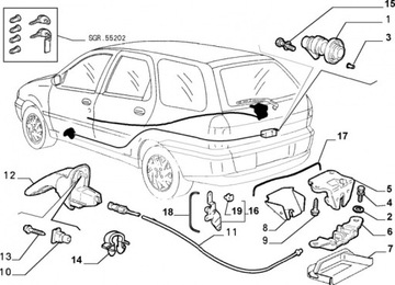 46819254 Трос крышки багажника Fiat Palio 2002-08