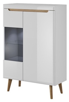 NILO 5 witryna + LED 90x134cm BIAŁY POŁYSK