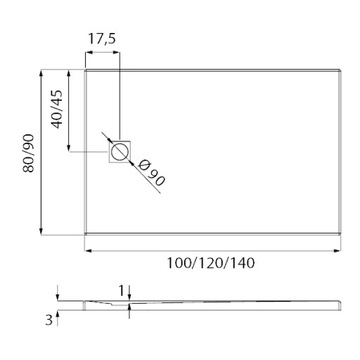 ДУШЕВОЙ ПОДДОН НАПОЛЬНЫЙ КОНГЛОМЕРАТ, ЧЕРНЫЙ 120X80