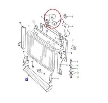 Нижняя резиновая трубка радиатора Range Rover P38 2.5 Tds