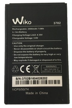 ORYGINALNA BATERIA WIKO 3702 LENNY 3 JERRY 2000mAh