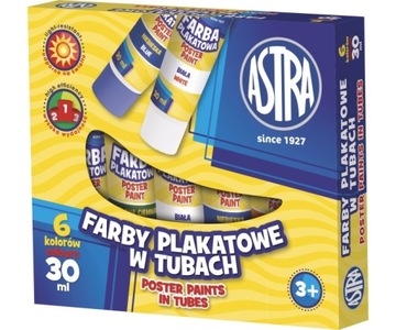 FARBY PLAKATOWE ASTRA 6 KOLORÓW - 30 ML W TUBACH