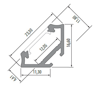 KPL. PROFIL ALUMINIOWY C DO TAŚM LED 2M + KLOSZ MROŻONY