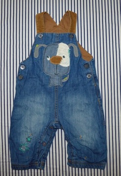 NEXT SPODNIE OGRODNICZKI JEANS PIESEK 3-6m 68