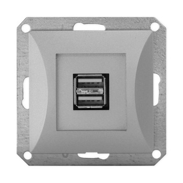 OPAL GNIAZDO ŁADOWARKA 2x USB 1A MODUŁ SREBRNY