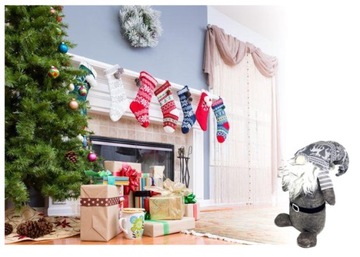 ТЕКСТИЛЬНАЯ ФИГУРКА САНТА, СЕРАЯ, 45 СМ