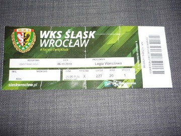 Bilet Śląsk Wrocław - Legia Warszawa 6.10.2018