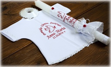 НА КРЕЩЕНИЕ БЕЛАЯ ФУТБОЛКА И ВЫШИВКА СВЕЧА