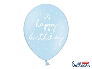 Balony pastelowe niebieskie Happy Birthday 6 szt