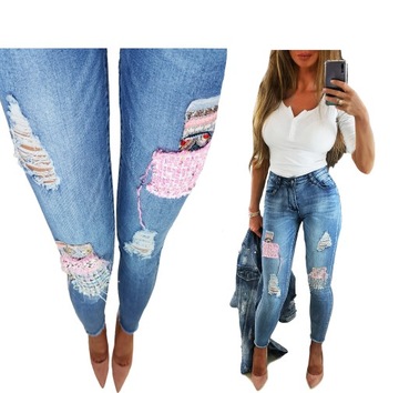 JS222 JEANS elastyczne jeansy SPODNIE RURKI L/40