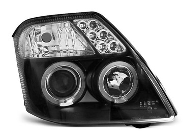 Lampy przód CITROEN C2 BLACK Angel Eyes LED 2003-
