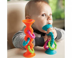 Bobo Suction Cup Blue Silicone Rattles