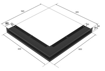 КАМИННАЯ РЕШЕТКА УГЛОВАЯ ЛЮФТ 60x40x9 3 ШТ. КОМПЛЕКТ ВЕРХ НИЗ