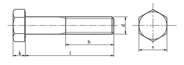 Винты M14x70 с шестигранной головкой 10,9 черные DIN 931 1 шт.