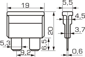 ПЛАСТИННЫЙ ПРЕДОХРАНИТЕЛЬ UNIVAL UNIVAL 19MM 7.5A 10SZ