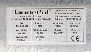 Поршневой компрессор Gudepol 90L - HD 40-90-510/230В