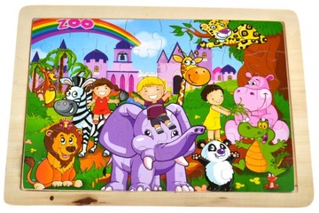 EDUKACYJNE DUŻE PUZZLE DREWNIANE 40 EL ZWIERZAKI