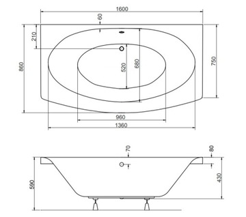 TELIMENA PMD BESCO ВАННА 160x75 КОРПУС СИФОНА НОЖКИ