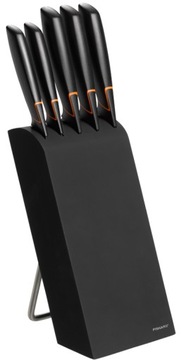 FISKARS НАБОР ИЗ 5 КУХОННЫХ НОЖЕЙ С БЛОЧНОЙ КРОЙКОЙ, ОСТРЫЕ + ТОЧИЛКА