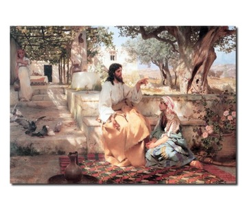 OBRAZ Henryk Siemiradzki JEZUS W DOMU MARII I MAGDALENY 90x60cm