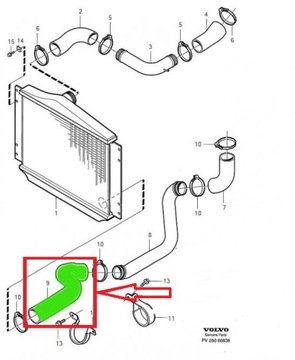 PŘÍVOD INTERCOOLER VOLVO V70 S70 850 2.5 8631008