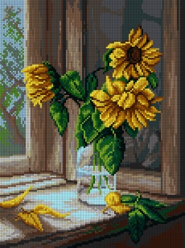 Zestaw do haftowania krzyżykami z kanwą i muliną, słoneczniki 7129 26x35cm