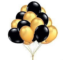 Черные и злотые новогодние шары большие 34 см 50шт.
