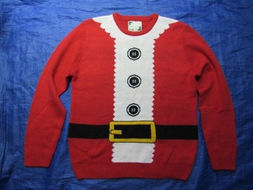 DUŻY Święty Mikołaj ORGINALNY ŚWIĄTECZNY sweter M