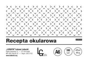 RECEPTA OKULAROWA, RECEPTY na okulary bl. 100 k A6