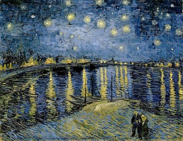 van Gogh - Starry Night, 90x70 cm,OBRAZ NA PŁÓTNIE