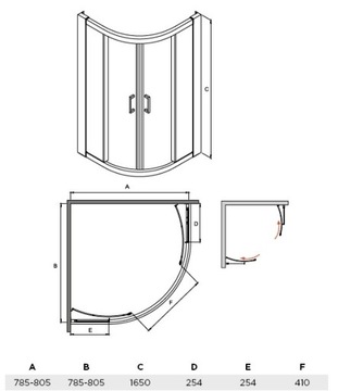 Besco Modern ПОЛУКРУГЛАЯ КАБИНА ПРОЗРАЧНАЯ 80x80x165