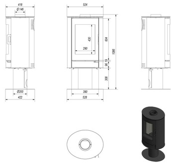 Стальная печь ЭКО SET KOZA AB S/N/DR LEG STOVE