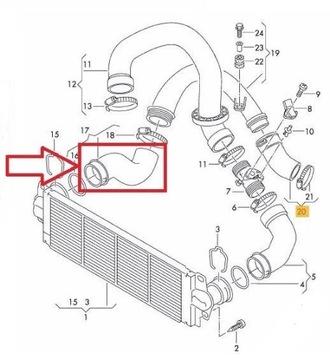 ТУРБОШЛАНГ ИНТЕРКУЛЕР/A VW T5 2.0 TDI НОВЫЙ