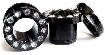 tunel akrylowy cyrkonie swarovski czarny 4mm