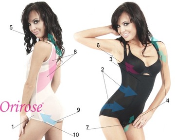 Orirose BODY mocno WYSZCZUPLAJĄCE modelujące brzuch talię PUSH-UP SIZE PLUS