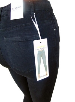 Spodnie jeans GOODIES czarne rurki wysoki stan 46