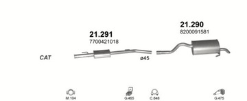 Концевой глушитель Renault Clio II двиг. 1.4i-16V + комплект