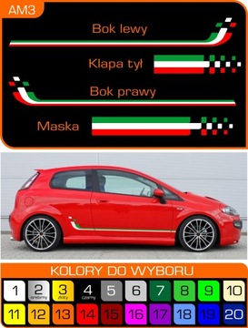 Комплект наклеек FIAT ITALIA - БОКОВИНЫ, КАПОТ, КРАН