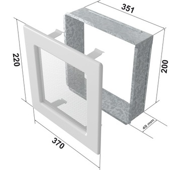 Каминная решетка, белая жалюзи, 22х37, вентиляция