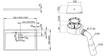 душевой поддон RADAWAY ARGOS D 100x90 плитка + СИФОН