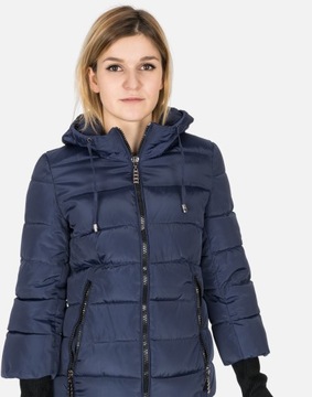 Теплая женская зимняя куртка Parka 8511 XL темно-синяя