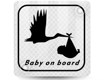 BABY ON BOARD Profesjonalny ODBLASK Z PRZYSSAWKAMI